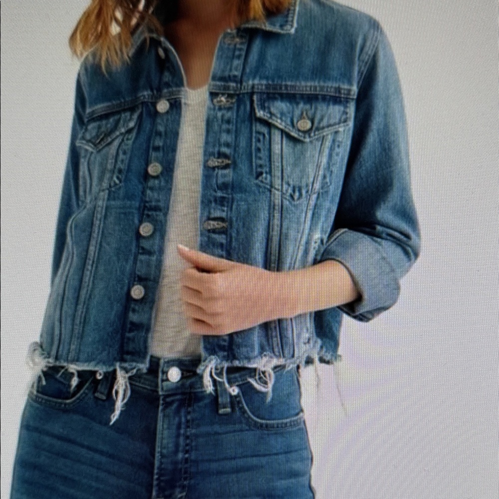 Y2K Spring Trendy Curvy Light & Easy Denim Jacket Distressed Hem Lucky Large